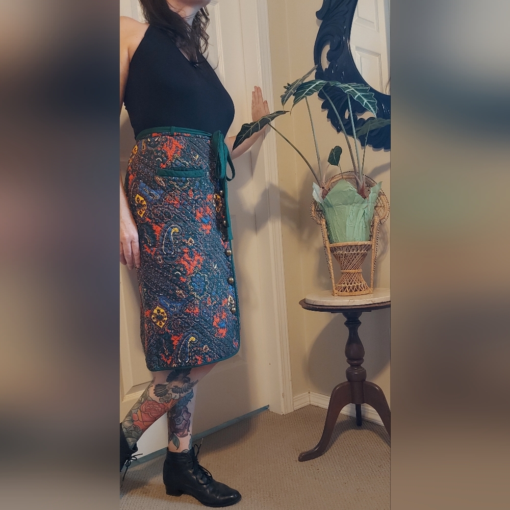 Elegant Multicolor Paisley Wrap Skirt
